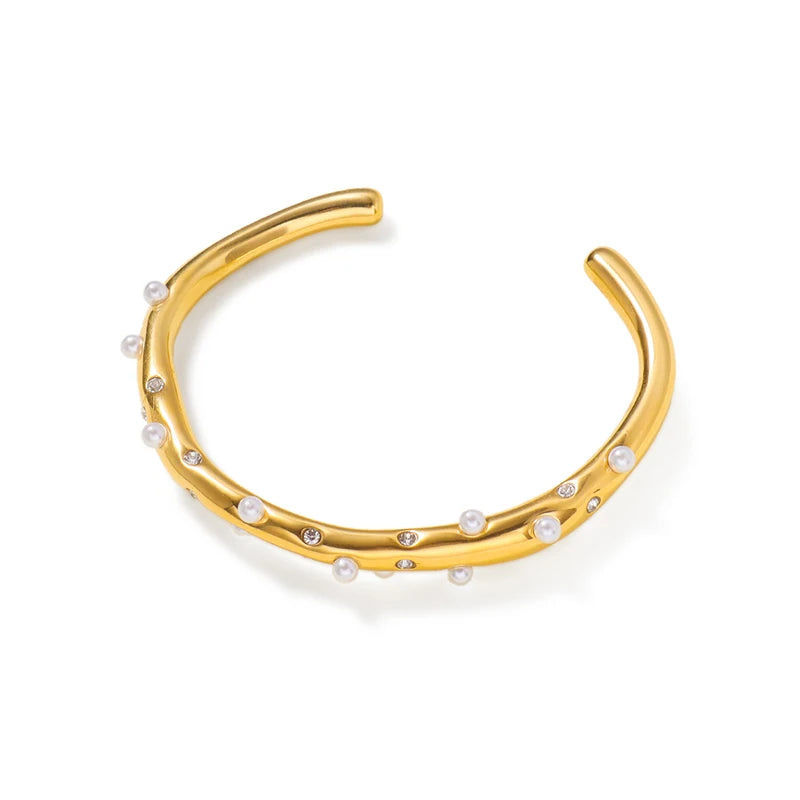 Stainless Steel Pearl Cuff Bracelet