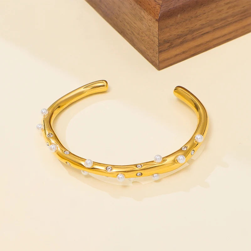 Stainless Steel Pearl Cuff Bracelet